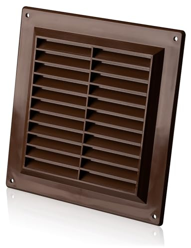 150x150mm Lüftungsgitter mit Insektenschutz - Braun Kunststoff Abschlussgitter - Zuluft Abluft Gitter