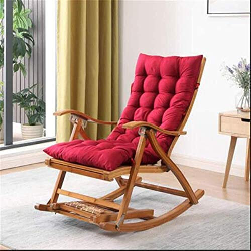 Leichter, zusammenklappbarer Chaiselongue aus Bambus, verstellbarer Schaukelstuhl, Liegestuhl, Liegestuhl für den Garten, Sonnenbaden mit Fußhocker und verlängerter Massage, Balkon-Liegestuhl (Farbe: