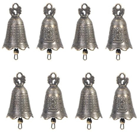 Campanellino Vintage in Bronzo (Set di 8) – Campanellino 23 x 37 mm – Campana in Bronzo per Portachiavi a Campanello, Fai da Te, Decorazioni, Natale, Matrimonio, Gioielli, Campanello,