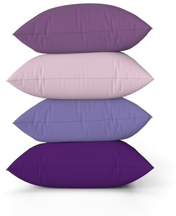 ggaimwf Tinta unita Copricuscino in Effetto Lino per divano Gradiente viola Cuscino per letto Maniero della lavanda Colore Fatto a mano Piazza Federe per cuscini 40x40 cm Set da 4