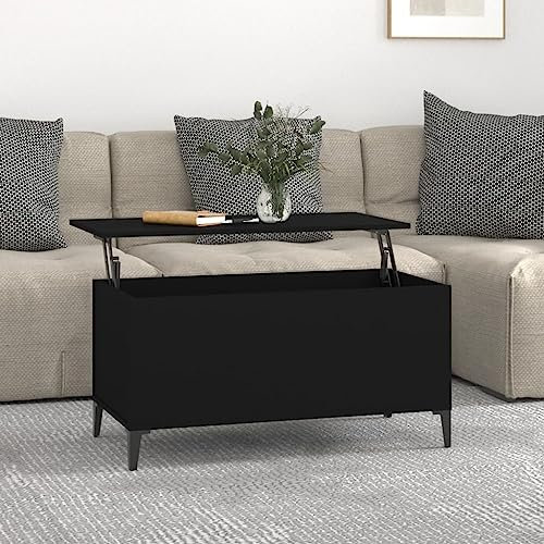 AUVYI Couchtisch Schwarz 90x44,5x45 cm Holzwerkstoff&Metall Coffe Table Wohntisch Sidebord Center Table Beistelltisch Wohnzimmermöbel Salontisch Kaffeetisch Möbel Holz Cautschtisch