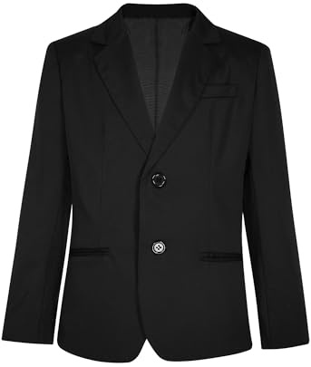 YiZYiF Vestes Smoking Enfants Garçons Blazer Gentleman Deux Bouton Manches Longues Blouse de Soirée Mariage Cérémonie Chemise Anniversaire Fête 3-14 Ans Noir C 11-12 Ans