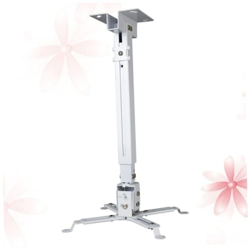 Universal Adjustable 15kg Iron Projector Ceiling Mount | White Finish, Four Double-jointed Support Arms, Adjustable Channel and Ceiling Plate