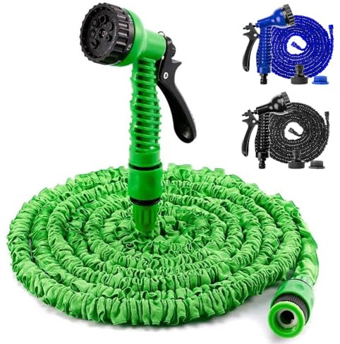 Hose Pipe for Garden Watering Car Washing, Water Hose Pipe 75FT, Expandable and Flexible Garden Hose with 7 Mode Spray Gun, 1/2 & 3/4 Fittings - Green