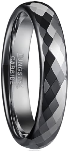 083BASE Ringe Damen/Herren Silber 2mm breit Kuppelform und Comfort Fit Design Stein Unisex Wolfram Ringe für