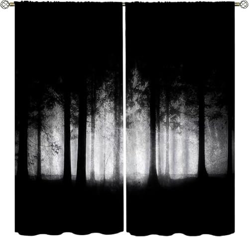 Verdunkelungsvorhänge 3D Digitaldruck Waldlandschaft Vorhang 2Er Set 170 (B) X 200 (H) cm Verdunkelungsvorhang Blickdicht Gardinen Kinderzimmer Schlafzimmer Wohnzimmer Isolierte Vorhäng 9426352367294