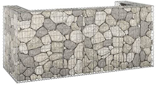 Gabionenwand aus verzinktem Stahl für Mülltonnen 254x100x110 cm Steinkörbe inklusive