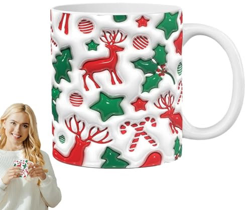 Tazas de café navideñas, tazas de café de Navidad, tazas de café de cerámica, tazas de Navidad, tazas de Papá Noel para acogedores calientes, chocolate, amigos, familia