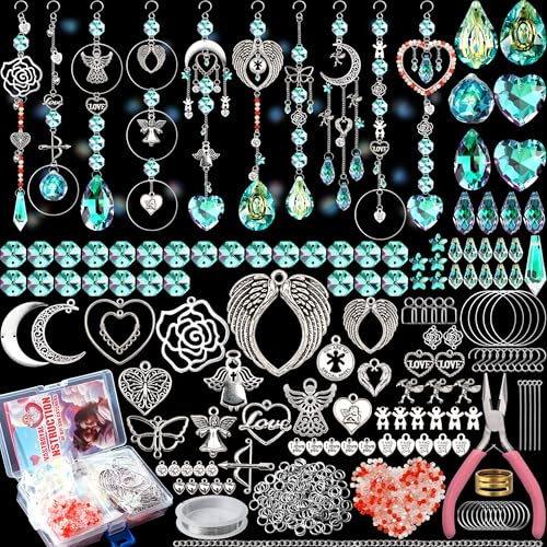 WASTROYAL 10 Sets DIY-Sonnenfänger-Kits, 500 Stück, Sonnenfänger, Bastelsets, Herz-Sonnenfänger, Ornamente, DIY-Sonnenfänger-Set für Erwachsene, Zuhause, Hochzeit, Garten, Dekoration, Gastgeschenke,