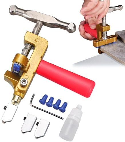 Hogvinnatil Utensile a mano tagliavetro per vetro 2 in 1 - Pinze per rompere il vetro | Taglierina manuale in tungsteno con cacciavite e 2 coltelli aggiuntivi per tagliare il vetro e