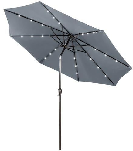 RELAX4LIFE Ombrellone da Giardino 3m/2,7m/2,3m con Luci LED, da Esterno per Protezione Solare, Parasole per Terrazza, Balcone, Spiaggia (Navy-3M)