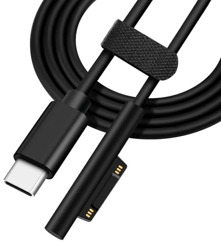 Magnetisches Ladekabel USB-C-Stecker auf Surface, unterstützt PD bis zu 45 W (15 V/3 A) Schnellladen, kompatibel mit Microsoft Surface Pro 7/6/5/4/3 Go/Book Surface Laptop 4/3/2, 1,5 m/4,92 Fuß