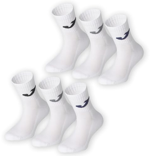 Joma Calze Bambino Bambina in Spugna per Tutte le Stagioni, Calze Tennis Ragazzi Calcio e Basket, Altezza Metà Polpaccio, Calzini Sportivi in Cotone, 6 Paia (BIANCO, 35-40)