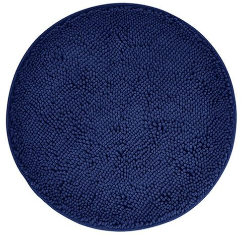 Insun Badezimmerteppich Chenille Runder, Badematte rutschfeste Waschbar, Badteppich Weich Saugfähige für Badezimmer Marineblau 60 cm