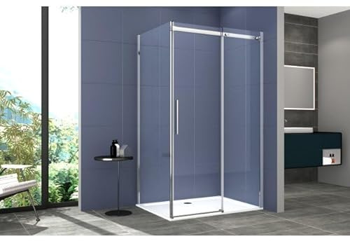 Box Doccia 2 lati 70x100 cm SENZA TELAIO H200 cm da 8mm: lato fisso + porta scorrevole FIORE Satinato
