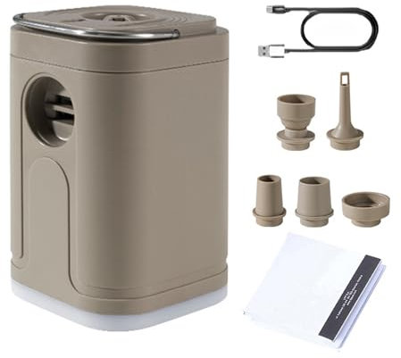 Zephylix Bomba de aire eléctrica, mini bomba de aire portátil de 1200 mAh con interfaz tipo C, para piscina infantil, colchón de aire, barcos, bombas de piscina, color caqui