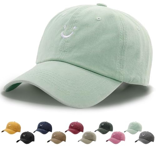 WENAUANG Baseball Cap Damen Herren Baumwolle, Verstellbar Baseballkappe Smiley-Gesicht Retro, Baseball-Mütze Draußen, Sonnenhut, Athletic Baseball Fitted Cap für Outdoor-Sportarten