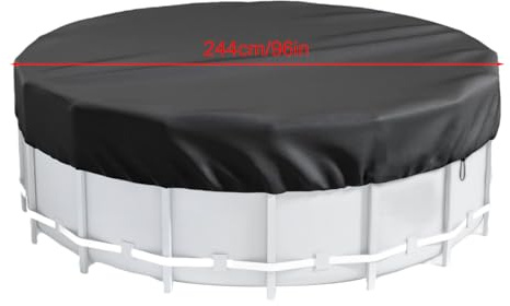 Evember 8FT Swimming Pool Cover, Ground Round Pools Covers, Solar Covers For Pools, Hot Tub Dust Cover, Oxford Cloth, Heavy Duty Tear Resistant, Rainproof, With Ground Spike*4, Rope*4, Clip*4