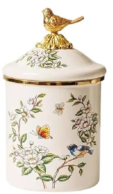 HYFEUOKF Keramik Vorratsglas Keramik-Vorratsglas, Goldener Vogel, dekoratives Glas, Ornamente, Schreibtisch, dekorative Teekanne, Küchenutensilien, Vorratsglas Fur Vorratsdose