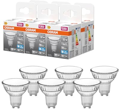 Osram LED Spot Lampe Star PAR16 3,1W 865, 6500K Tageslicht, GU10, 120°, 350 lm, Vollglas Design