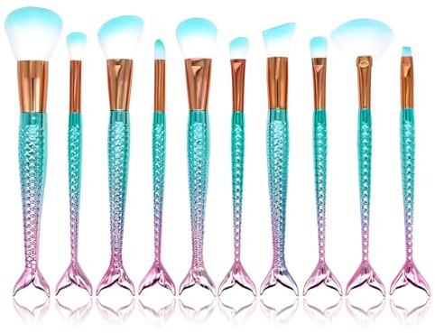 10-teiliges Make-up-Pinsel-Set, Meerjungfrau-Make-up-Pinsel-Set, Mischpinsel-Werkzeug
