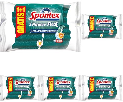 Spontex Estropajo Power Flex 1+1, Paquete de 10