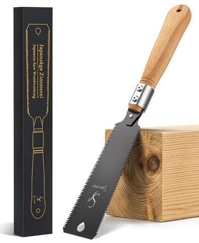 Japansäge Ryoba 2-seitig – Japanische Zugsäge für Holz, 11/17 TPI Holzsäge, SK5 Stahl 0,6 mm Blatt, extrem scharf für präzise & saubere Schnitte, Feinsäge für Heimwerker & Tischler