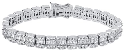 SLCHJX 18K Weißgold Moissanite Baguette Tennisarmband ， 10mm geometrisches Design ， 8 Zoll Fashion Schmuckgeschenk für alle