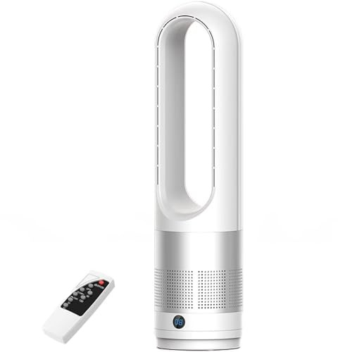 LSQXSS Ventilador de torre sin aspas, oscilación automática, 8 velocidades de viento ajustables, temporizador de 8 horas para dormir, trabajar y estudiar. Ventilador de escritorio de 56 cm de alto