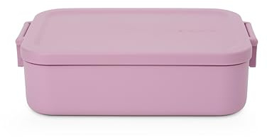 Brabantia Make & Take Lunch Box (1,1 l), Brotdose mit Fächern für getrennte Aufbewahrung, Behälter mit Clip-Deckel, spülmaschinen- und mikrowellenfest, Lilac Pink, 20 x 13.5 x 5.5 cm