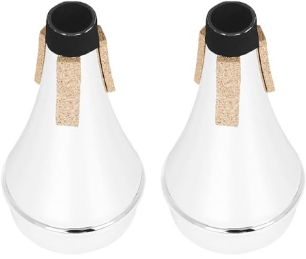 Abaodam 2pcs Silver ABS Trumpet Practice Mute for Beginners, Lightweight Straight Trumpet Mutes for Silent Indoor Training and Noise Reduction