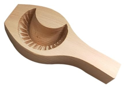 RCGOFOLLOW Wooden Cookie Stamp Press Premium Maamoul Baking Mold for Traditional Treats Addition to Kitchen Baking Tool Wooden Pastry Mold Moon Cake Hand Pressed, Wood Color, Small Moon