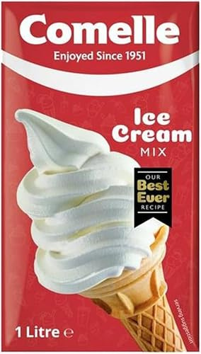 Comelle Vanilla Ice Cream Mix – 1 Litre (Pack of 6) | Ready-to-Use Ice Cream Base | Smooth & Creamy Vanilla Flavour | Ideal for Soft Serve & Desserts