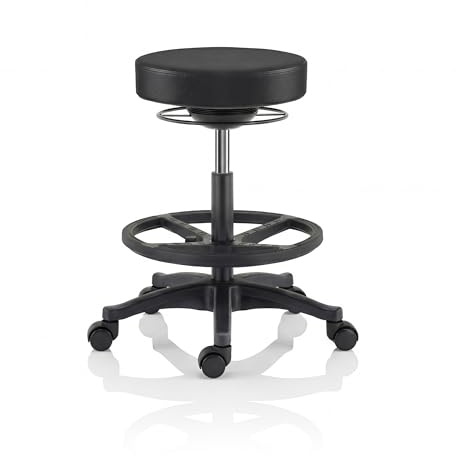 Jan Nowak Werkstatthocker mit Rollen höhenverstellbar 58,2-79,5 cm Drehhocker 360 Grad ergonomischer Rollhocker Laborhocker Industriehocker Werkbank Hocker bis 130 kg