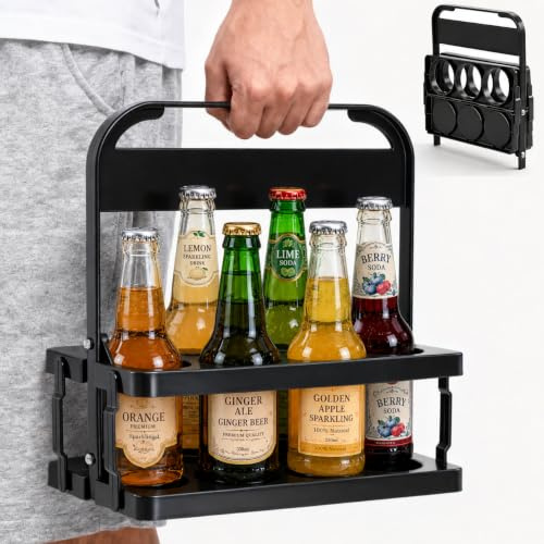 Silenstar Flaschenträger für 6 Flaschen, 32x23x28cm Flaschenkorb mit Griff, Flaschenhalter Kunststoff, Faltbarer Bierträger Klappbar für Flaschen Aufbewahrung, Bierträger Getränketräger Flaschenbox