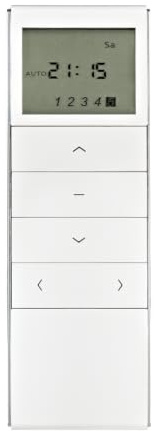 ROMOTEC Funk-Handsender Exclusiv mit Zeitschaltuhr RSF-HP5T, 5-Kanal Sender, Funkschalter für Rollladenmotor, Rolloschalter, Funkmotor, Rohrmotor, Funksender für Markisen, Rollladen