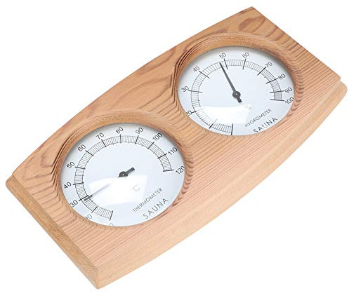 Phefop Termómetro de Sauna Higrómetro Sauna Termómetro Higrómetro de 2 en 1, Monitor de Doble Esfera de Madera de Cedro, Rango de Temperatura de 50 °F a 248 °F, Lectura Clara de Humedad, para Sala de