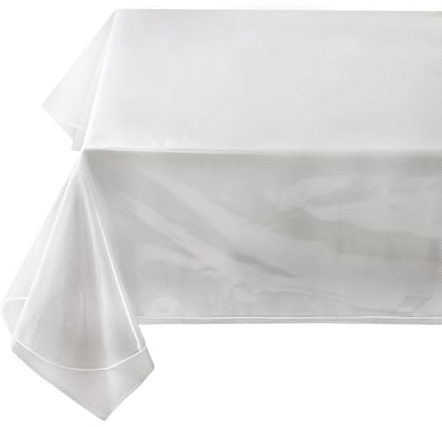 Benson Mills Heavy Duty Crystal Clear Plastic 100% Waterproof Tablecloth Protector, Vinyl PVC Table Cloth, Oil Spill Proof Wipe Clean Table Cover for Dining Tables (60 x 84 Rectangular/Oblong)