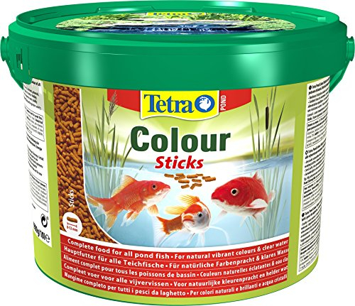 Tetra Pond Colour Sticks - Fischfutter für Teichfische, für natürliche Farbenpracht und klares Wasser im Teich, 10 L Eimer