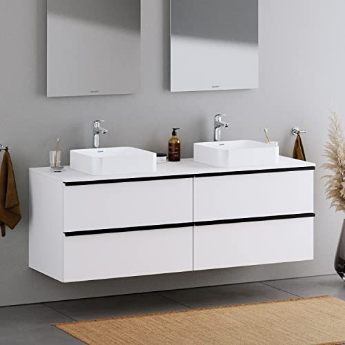 Duravit Badmöbel Unterschrank 160cm DuraPoint hängend für Aufsatzwaschbecken in Weiß matt Waschtischunterschrank mit 4 Schubladen, vormontiert