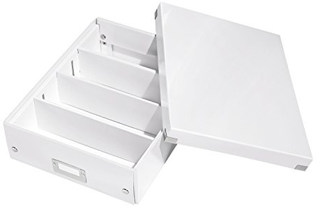 Leitz WOW Click and Store Förvaringsbox med avdelare, medium, vit, 60580001