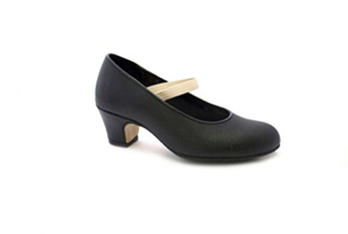 Scarpe da flamenco, tacco e punta con placca metallica, suola in gomma, nero, nero (nero), 37 EU