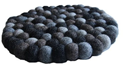 Maharanis Fairtrade Filz Untersetzer Topf Untersetzer Kiesel Natur 22 cm handgefertigt aus Reiner Wolle, hitzebeständig