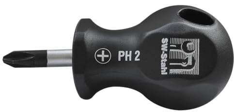 SW Stahl Tournevis Cruciforme PH2 x 25 mm - Profil Phillips Court 31609L | Outil en acier chrome vanadium chromé mat avec manche à 1 composant, idéal pour espaces restreints, qualité industrielle