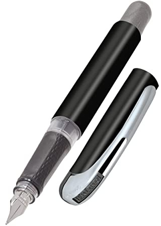 Online Füller College Black, Tinten-Füller für Rechtshänder, ergonomisches Griffstück, hochwertige Iridium-Feder medium, Standard-Tintenpatronen, inkl. Kombipatrone blau, Allergiker geeignet, 1 Stück (1er Pack)