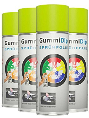 Gummi Dip Sprühfolie, Neon Spray, 4er Set, 4x400 ml (Neon Gelb)