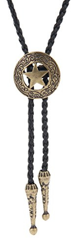 COOLLA Bolo-Krawatte, handgefertigter Stern Western Cowboy, schwarz, Vintage-Stil, türkis, Anhänger für Damen und Herren