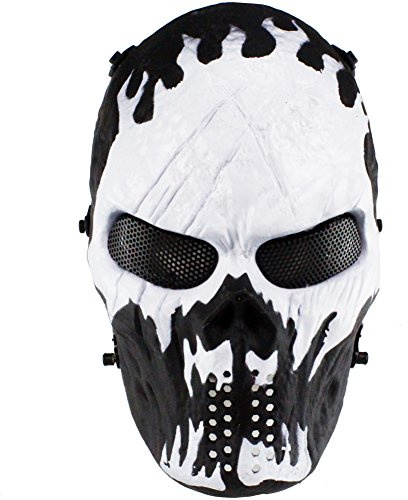 WISEONUS Tactical Airsoft Maske Paintball Schutzausrüstung mit Metallgitter Augenschutz Masken Guard Zombie Schädel Skeleton Vollmaske für BB Gun Hunting Cs Spiel Halloween