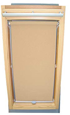 Rollo für VELUX Dachfenster Sichtschutzrollo für TYP GGU/GPU - 606 - Farbe beige-karamell - mit Haltekrallen