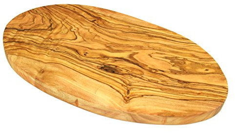 D.O.M.® Planche à découper ovale en bois d'olivier, 2 tailles, gravure possible (longueur 30 cm avec gravure)
